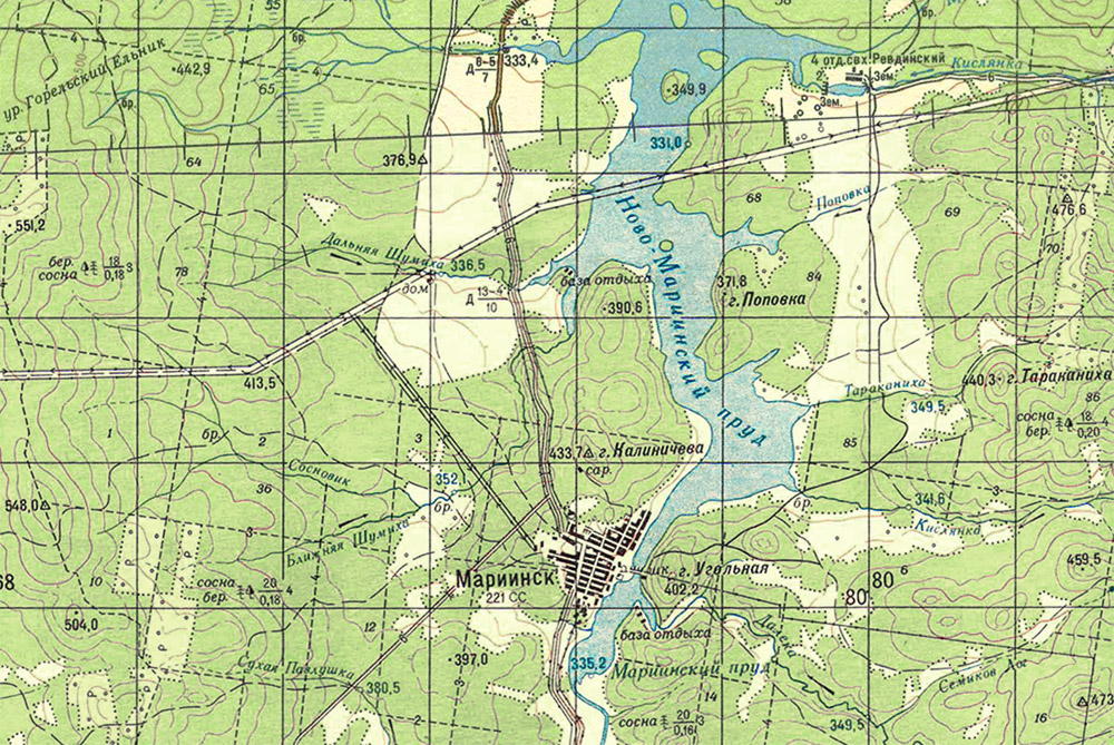 Карта Мариинского водохранилища и окрестностей